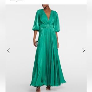 Costarellos Brennie Iridescent Georgette Gown Green NO BELT size FR38 US6